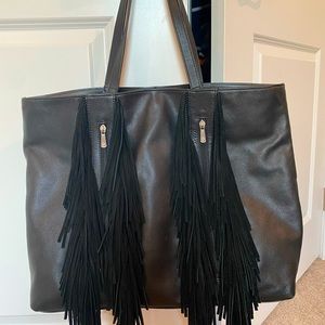 Silpada Dakota Black Leather tote with Suede Fringe